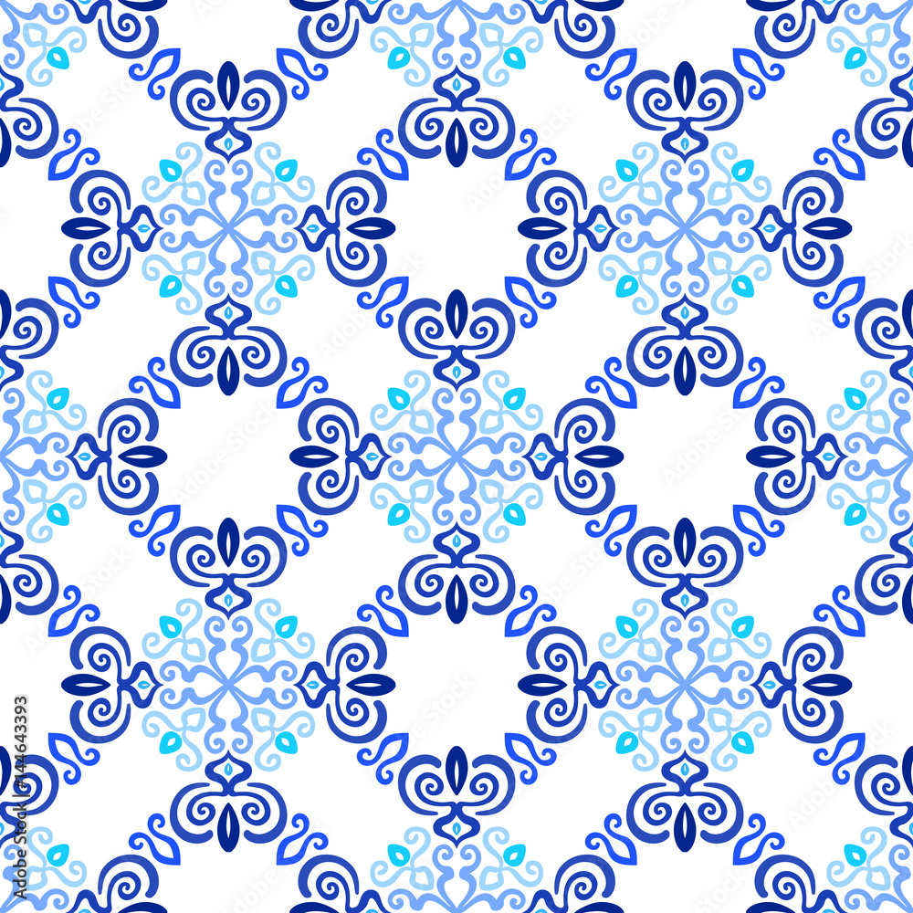 Blue Background Flourish Weave Pattern