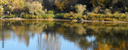 Beautiful autumn landscape, bank of the river, nature, panorama 