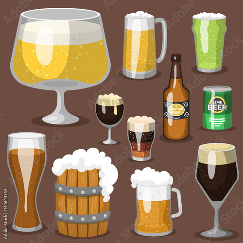 Alcohol beer vector illustration refreshment brewery and party dark beverage mug frosty craft drink.
