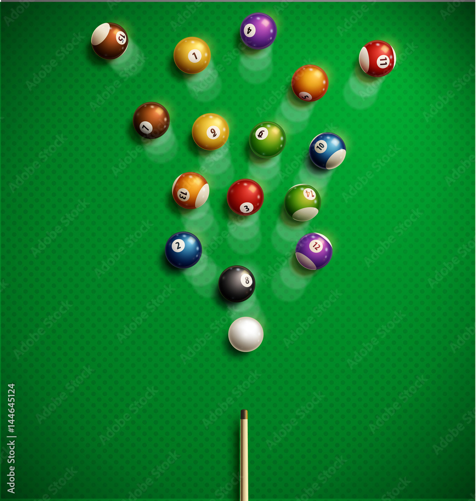 billiard table top view balls sport theme