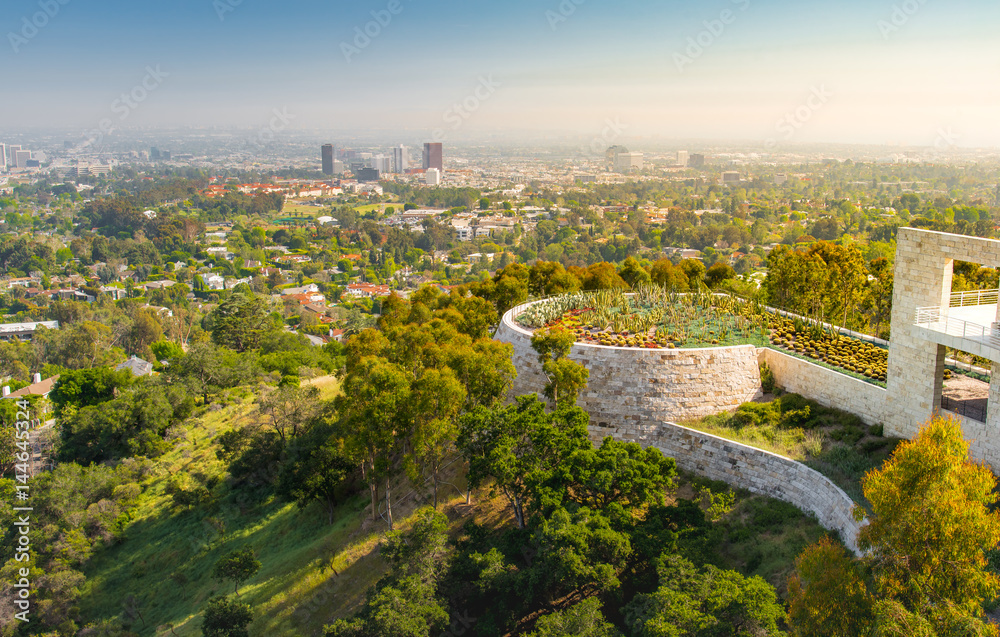 Botanical garden in Los Angeles with city view , USA