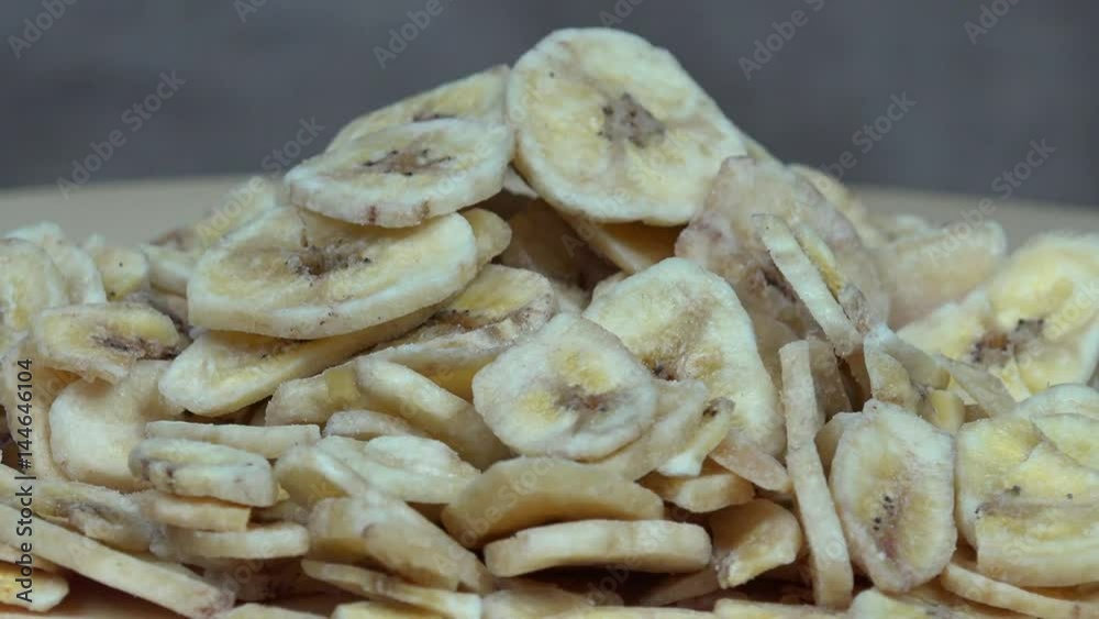 Dried banana slices. turntable Dried banana slices. turntable