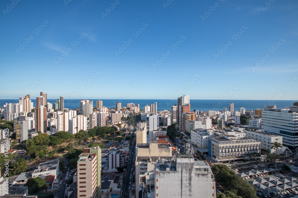 Aerial view of buildings in the city of Salvador Bahia Brazil