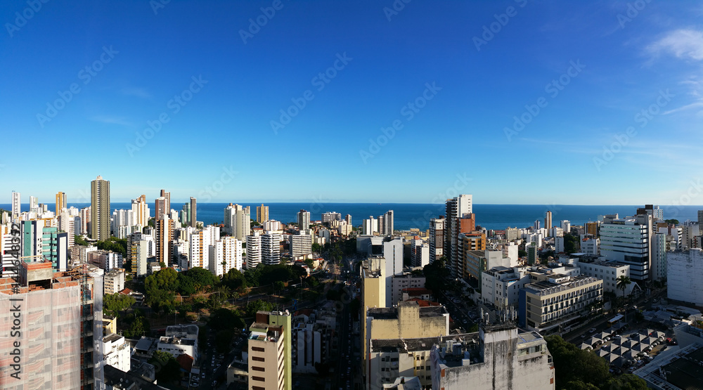 Panoramic aerial view of buildings in Salvador Bahia Brazil