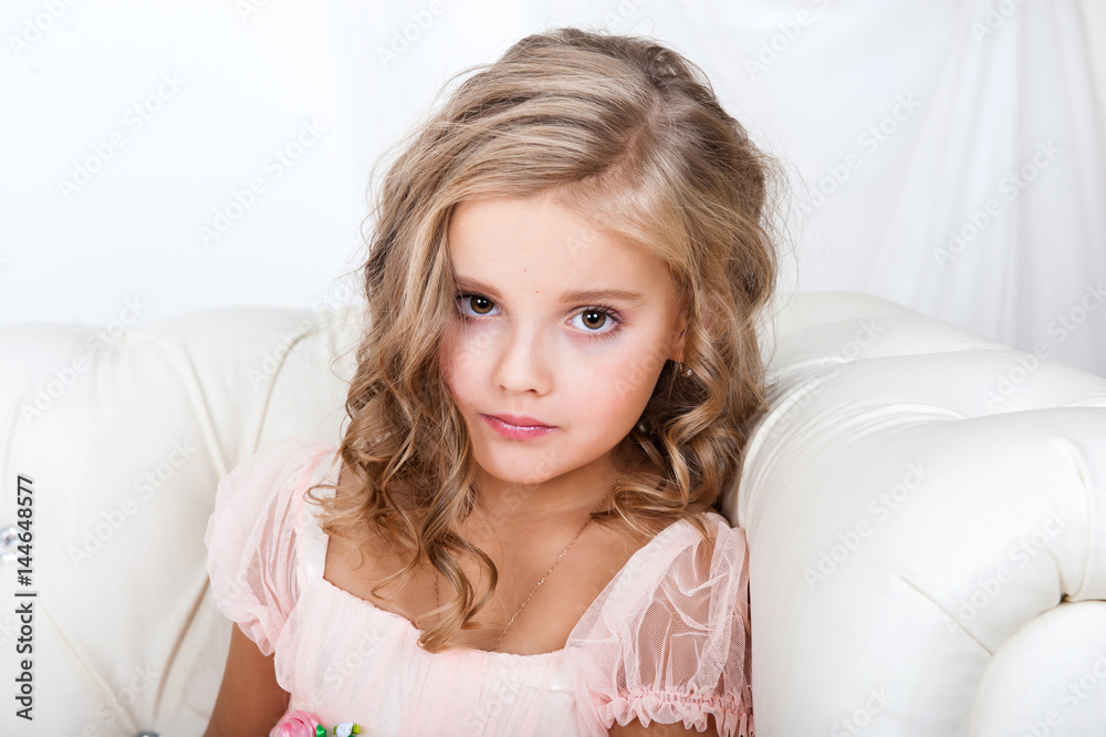 Beautiful baby girl in pink dress Beautiful baby girl in pink dress