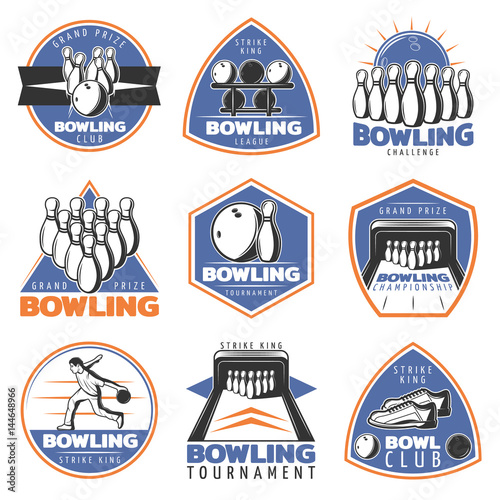 Colorful Vintage Sport Recreation Emblems Set