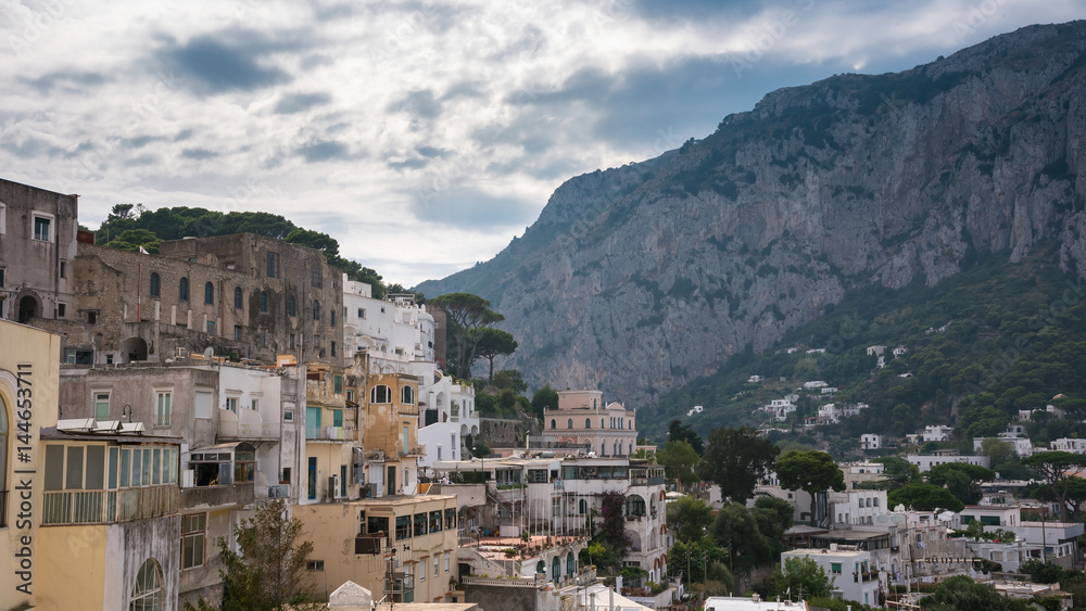 Panoramic view of Capri Island in Italy