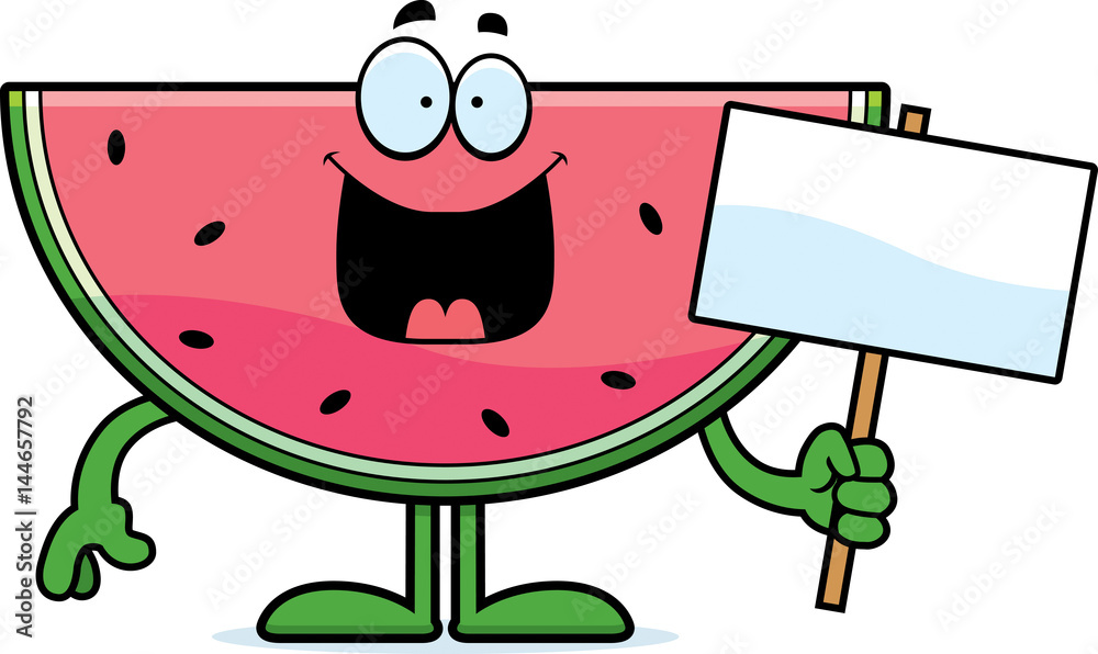 Cartoon Watermelon Sign Stock Vector Adobe Stock