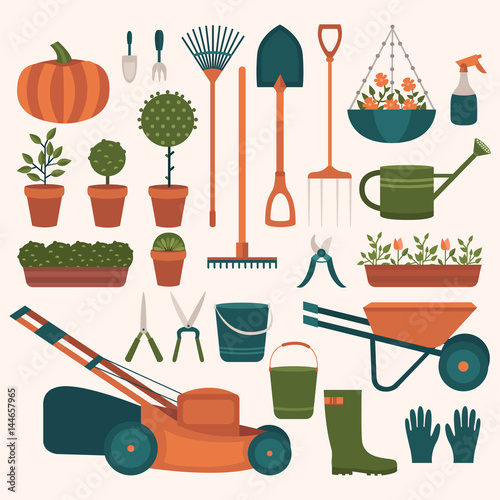 Collection of tools for gardening.