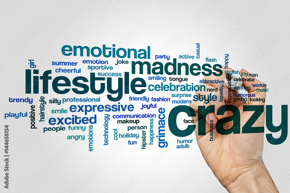 Crazy word cloud concept on grey background Crazy word cloud concept on grey background