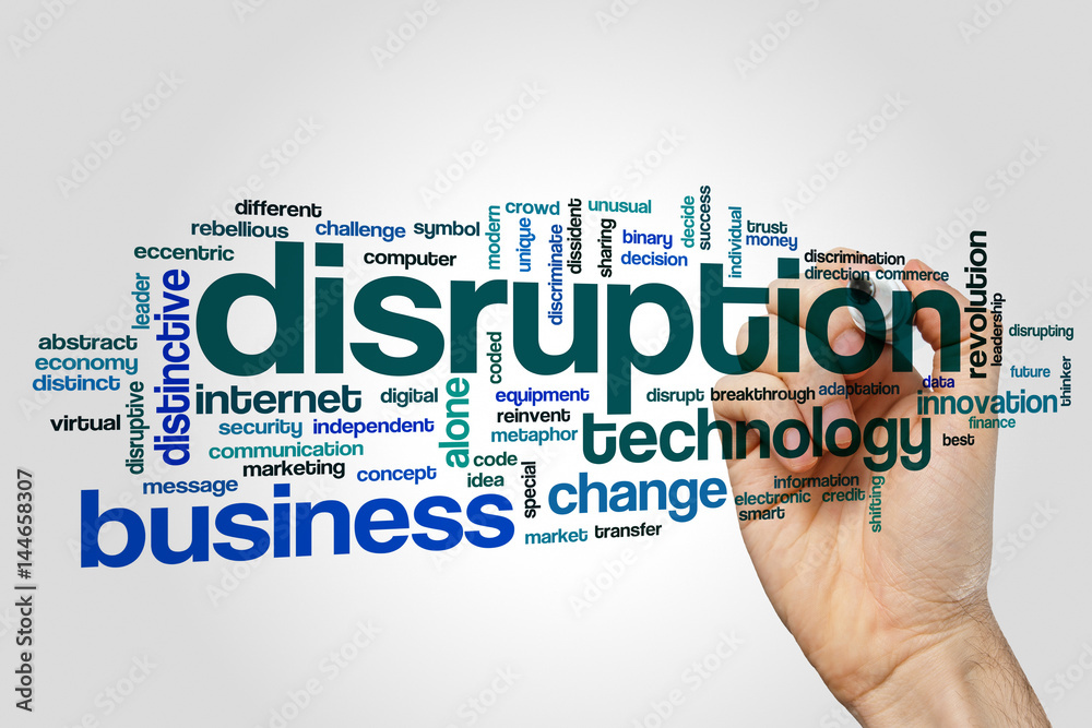 Disruption word cloud concept on grey background Disruption word cloud concept on grey background