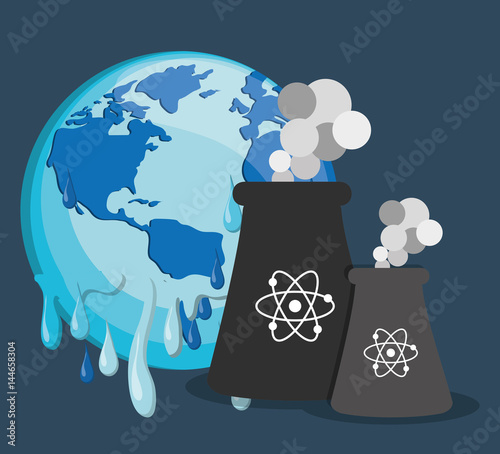 planet melting global warming related icons image vector illustration design