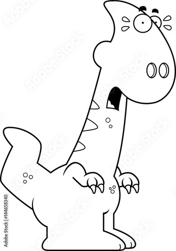 Scared Cartoon Parasaurolophus