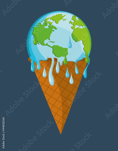 planet melting global warming related icons image vector illustration design