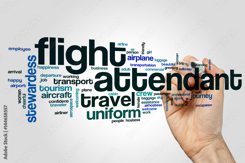 Flight attendant word cloud concept on grey background Flight attendant word cloud concept on grey background