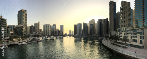 Dubai - January 25: View of Dubai Marina skyscrapers panorama in the afternoon on January 25, 2017.