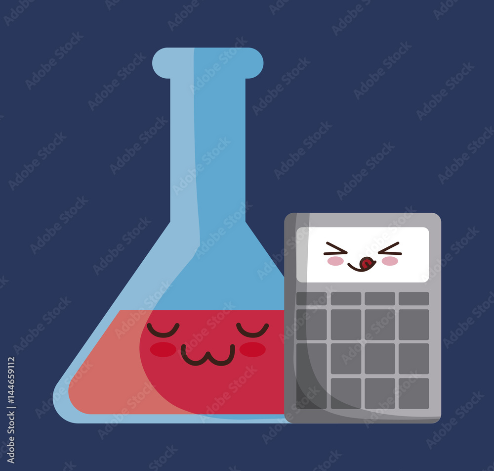 kawaii flask bottle and paint palette icon over blue background. colorful design. vector illustration kawaii flask bottle and paint palette icon over blue background. colorful design. vector illustration