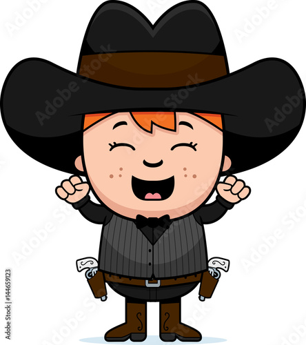 Cartoon Little Gunfighter Celebrate