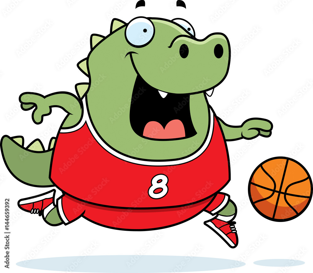 Fototapeta premium Cartoon Lizard Basketball