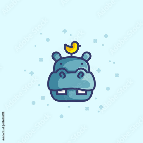 Colourful outline icon of a hippopotamus
