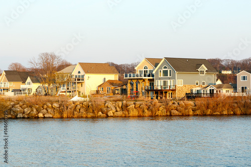 Luxury vacation beach rental houses on the shore of Lake Ontario, near Rochester, New York