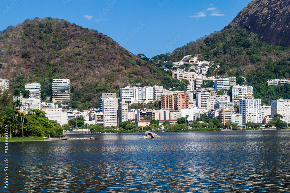 Lagoon Rodrigo de Freitas in Rio de Janeiro, Brazil