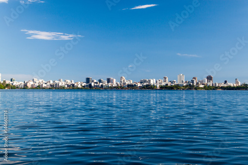 Lagoon Rodrigo de Freitas and Ipanema neighborhood skyline in Rio de Janeiro, Brazil