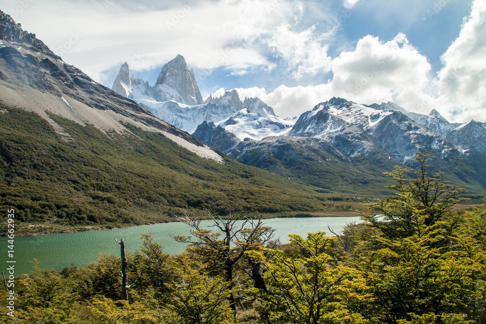 Laguna Madre lake and Fitz Roy mountain in National Park Los Glaciares, Patagonia, Argentina