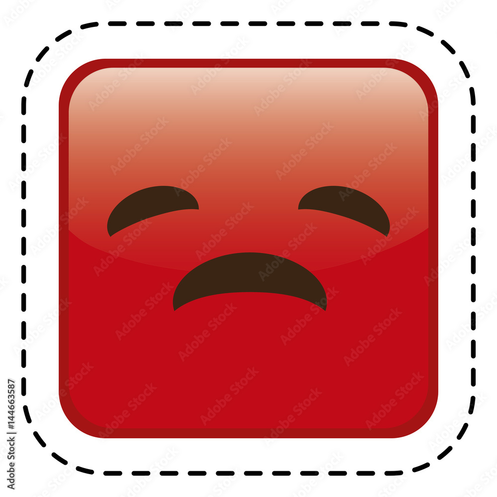 sad cartoon face in square shape icon over white background. colorful design. vector illustration sad cartoon face in square shape icon over white background. colorful design. vector illustration