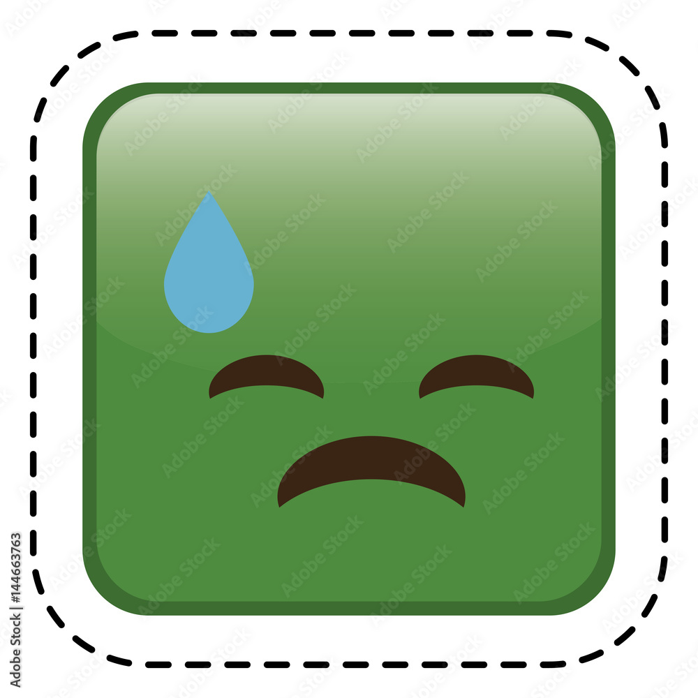 sad cartoon face in square shape icon over white background. colorful design. vector illustration sad cartoon face in square shape icon over white background. colorful design. vector illustration