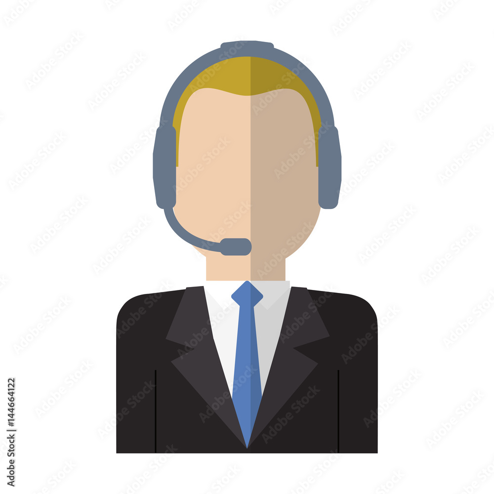 man with headset cartoon icon over white background. colorful design. customer service concept. vector illustration man with headset cartoon icon over white background. colorful design. customer service concept. vector illustration