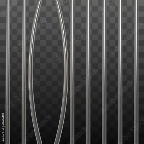 Broken prison bars on black. Vector illustration. Way out to freedom concept