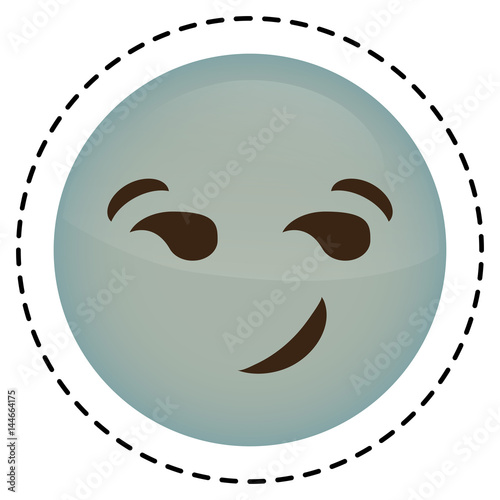 smirking cartoon face icon over white background. colorful design. vector illustration