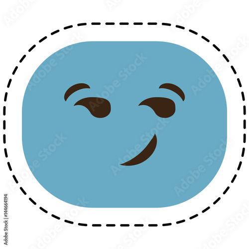 smirking cartoon face icon over white background. colorful design. vector illustration
