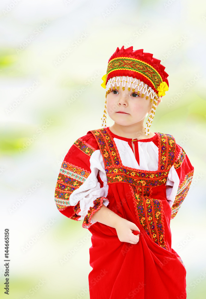 Girl in Russian national costume.
