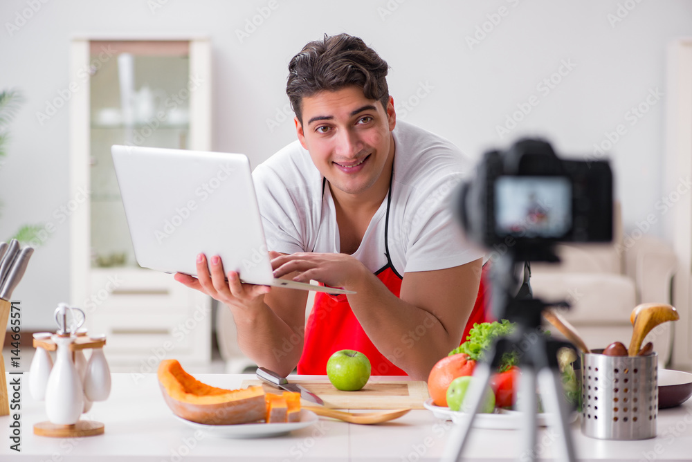 Food blogger working in the kitchen Food blogger working in the kitchen