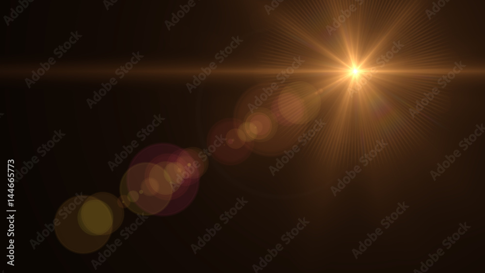 Lens Flare light over Black Background. Easy to add overlay or screen filter over photos	 - obrazy, fototapety, plakaty 