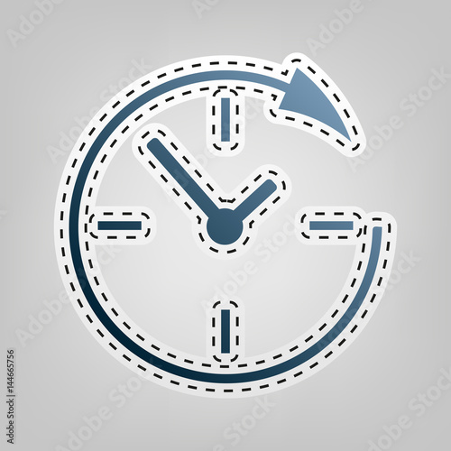 Service and support for customers around the clock and 24 hours. Vector. Blue icon with outline for cutting out at gray background.