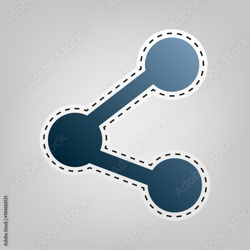 Share sign illustration. Vector. Blue icon with outline for cutting out at gray background.