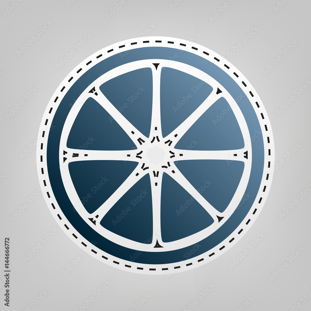 Obraz premium Fruits lemon sign. Vector. Blue icon with outline for cutting out at gray background.