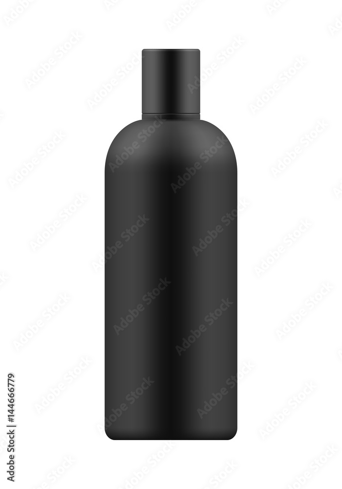 Empty and clean white bottle with cap for shampoo. Realistic 3d blank template plastic container for wash shower gel. Mock-up of package for cosmetic product. Vector illustration. Empty and clean white bottle with cap for shampoo. Realistic 3d blank template plastic container for wash shower gel. Mock-up of package for cosmetic product. Vector illustration.