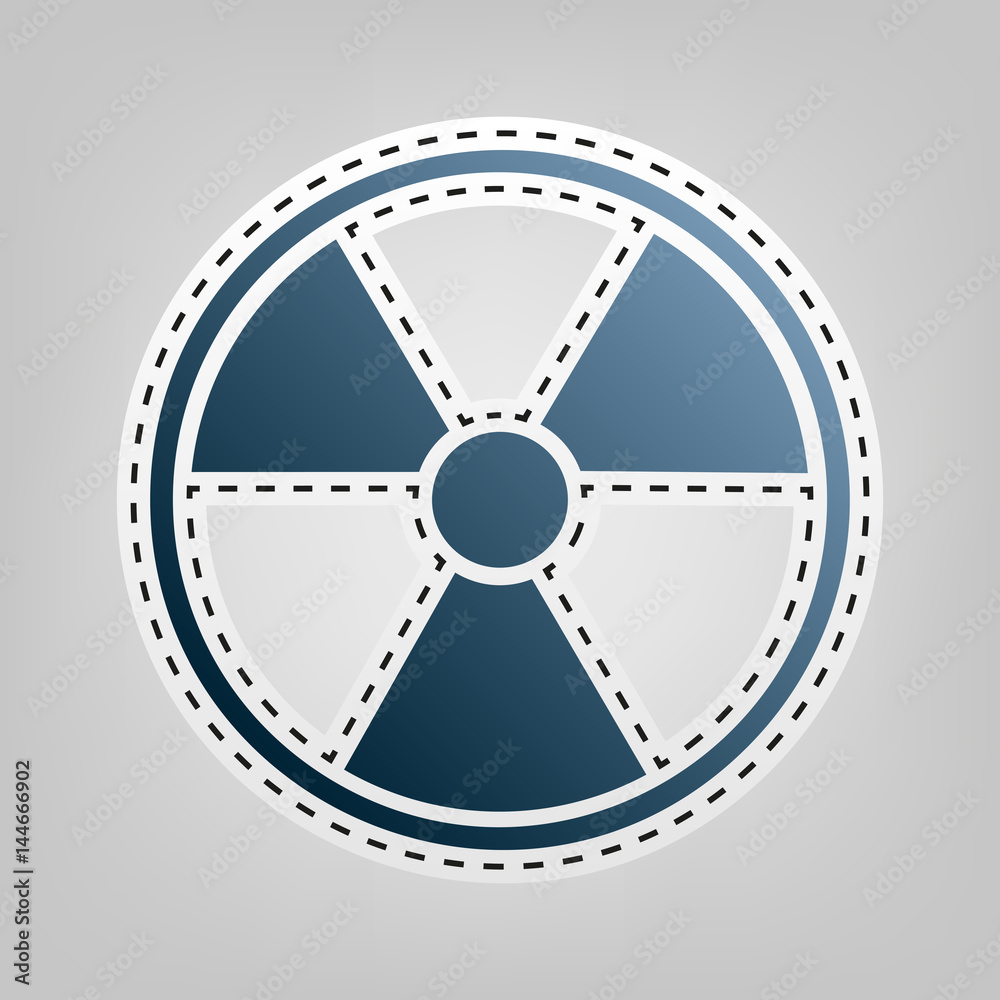 Obraz premium Radiation Round sign. Vector. Blue icon with outline for cutting out at gray background.
