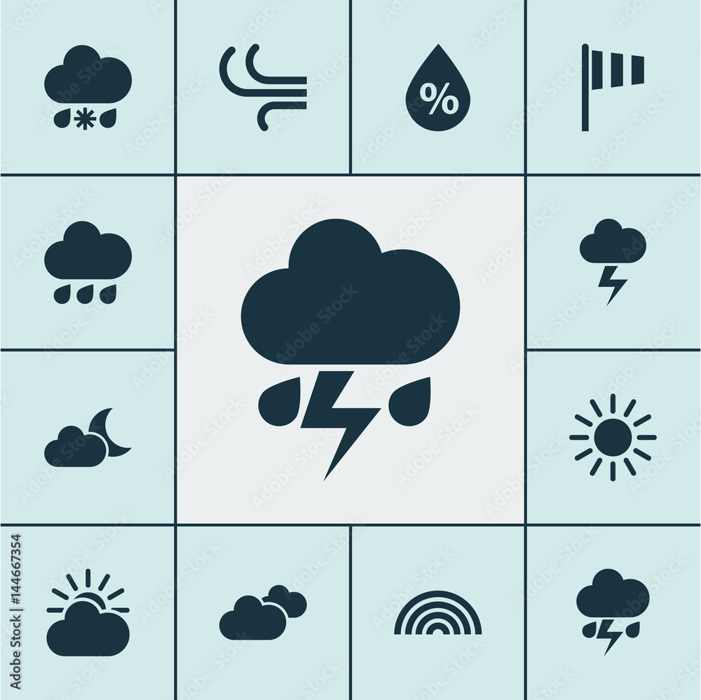 Climate Icons Set. Collection Of Colors, Wet, Weather And Other ...