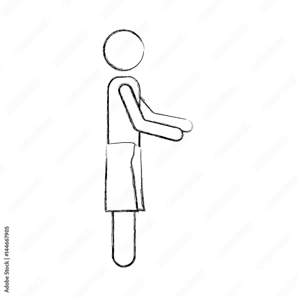 blurred silhouette pictogram of man with towel in waist in side view with extended arms vector illustration blurred silhouette pictogram of man with towel in waist in side view with extended arms vector illustration