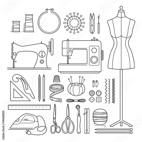 Line drawing sewing tools embroidery design set – Embrighter