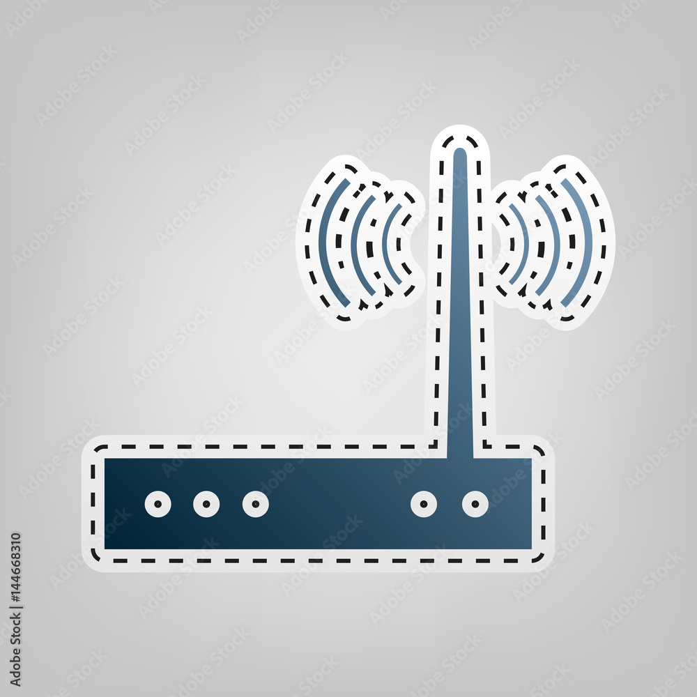 Wifi modem sign. Vector. Blue icon with outline for cutting out at gray background. Wifi modem sign. Vector. Blue icon with outline for cutting out at gray background.