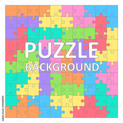 Children's Puzzles background with colored tetris shapes. 100 pieces.
