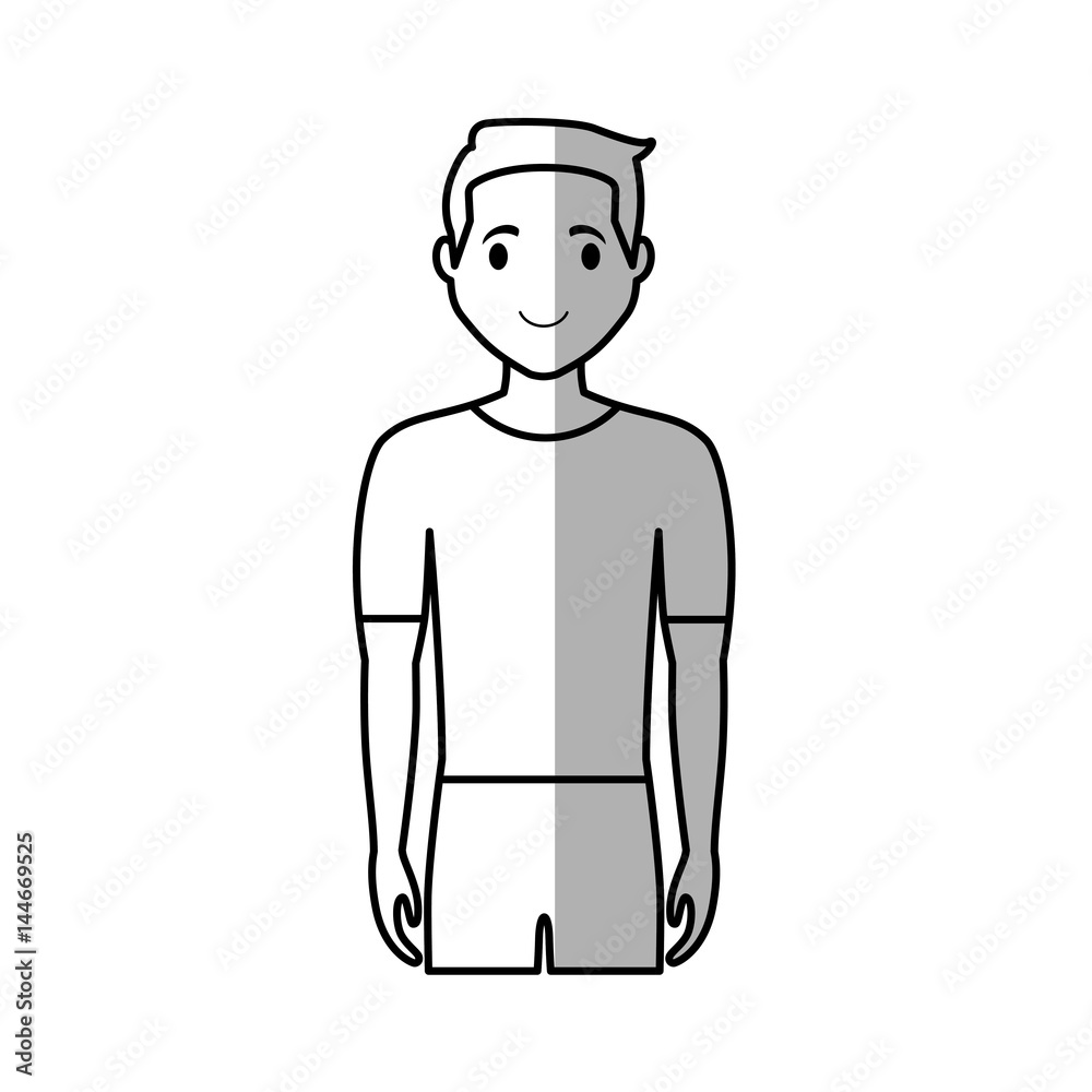 happy man standing cartoon icon over white background. vector illustration