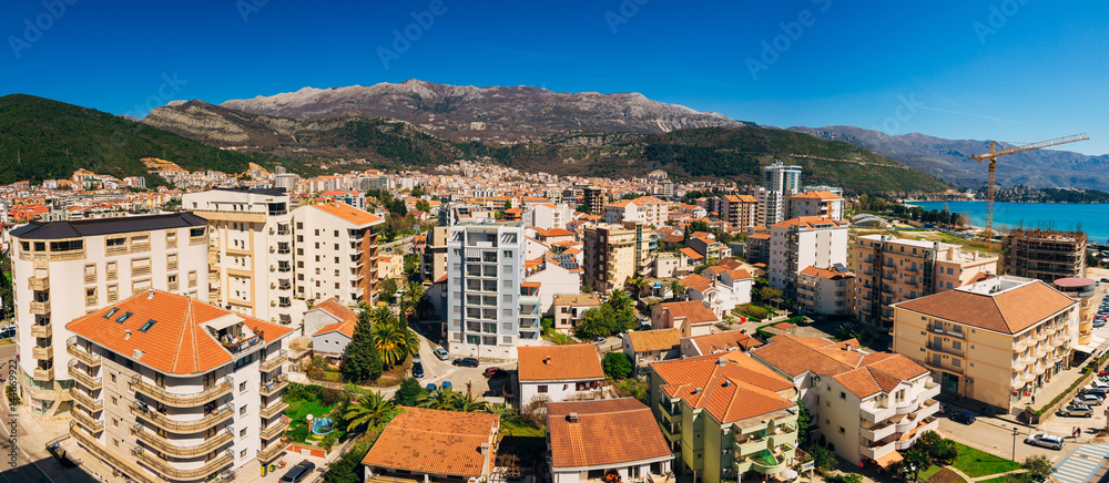 Fototapeta premium Budva, Montenegro, the view from the high-rise building in the city center