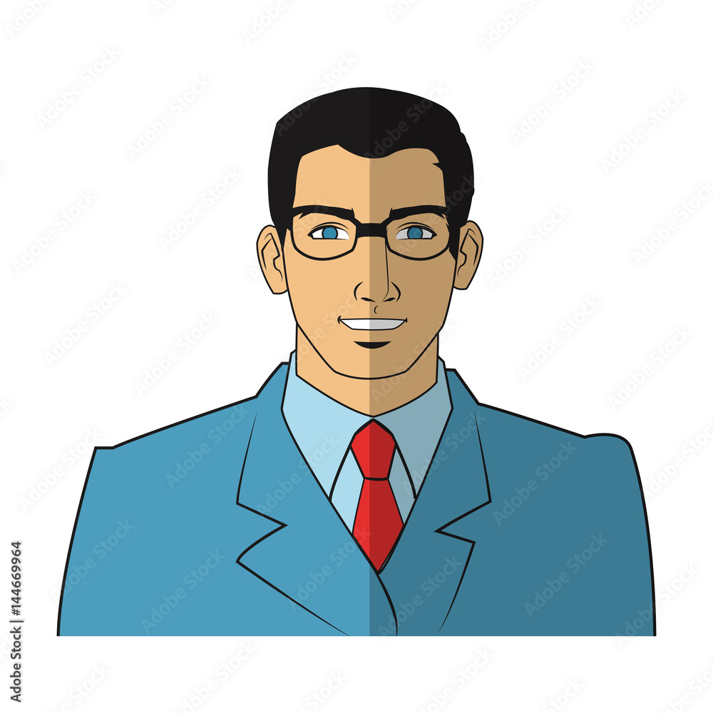 Man cartoon with suit icon. Male avatar person people and human theme. Isolated design. Vector illustration Man cartoon with suit icon. Male avatar person people and human theme. Isolated design. Vector illustration